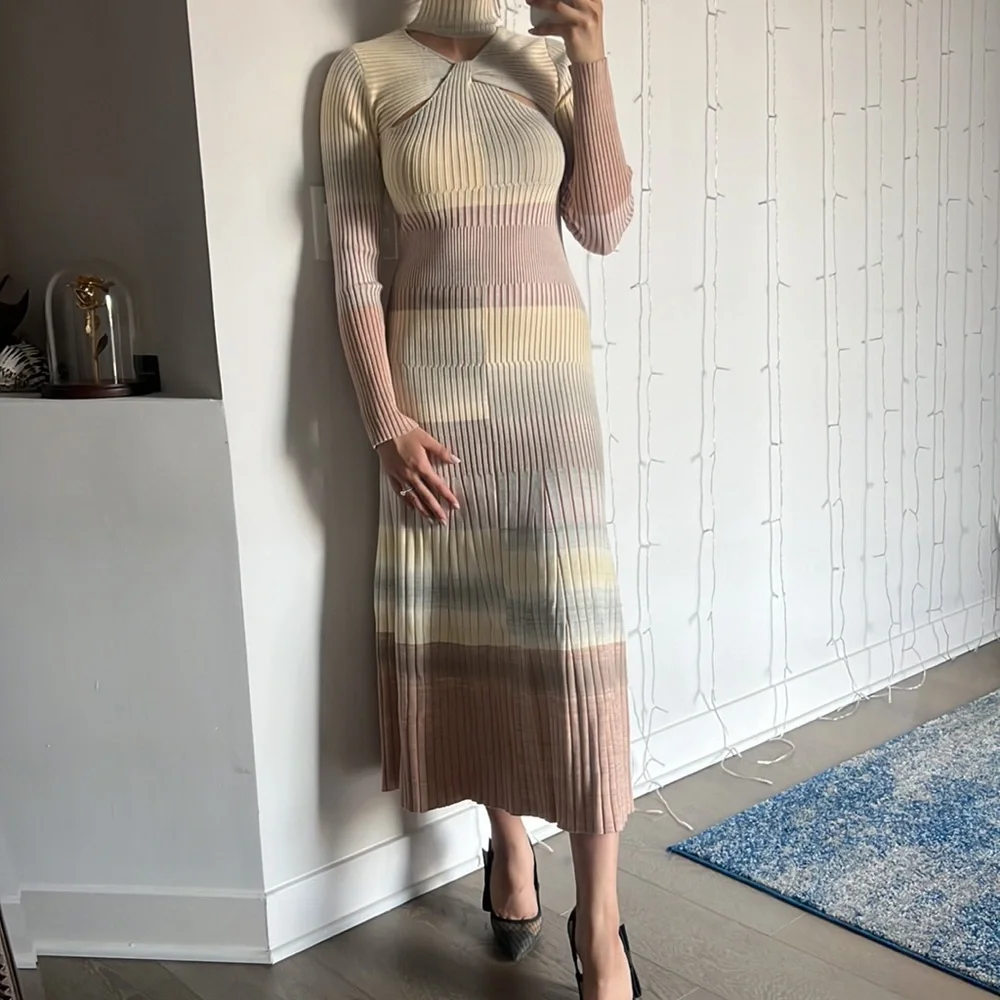 JONATHAN SIMKHAI Kazuki Midi Dress in Dusk Space Dye Small - Picture 5 of 11